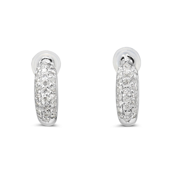 Platinum .50ct Pavé Diamond Half Hoop Earrings