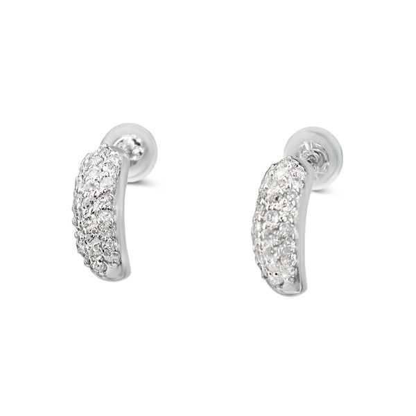 Platinum .50ct Pavé Diamond Half Hoop Earrings
