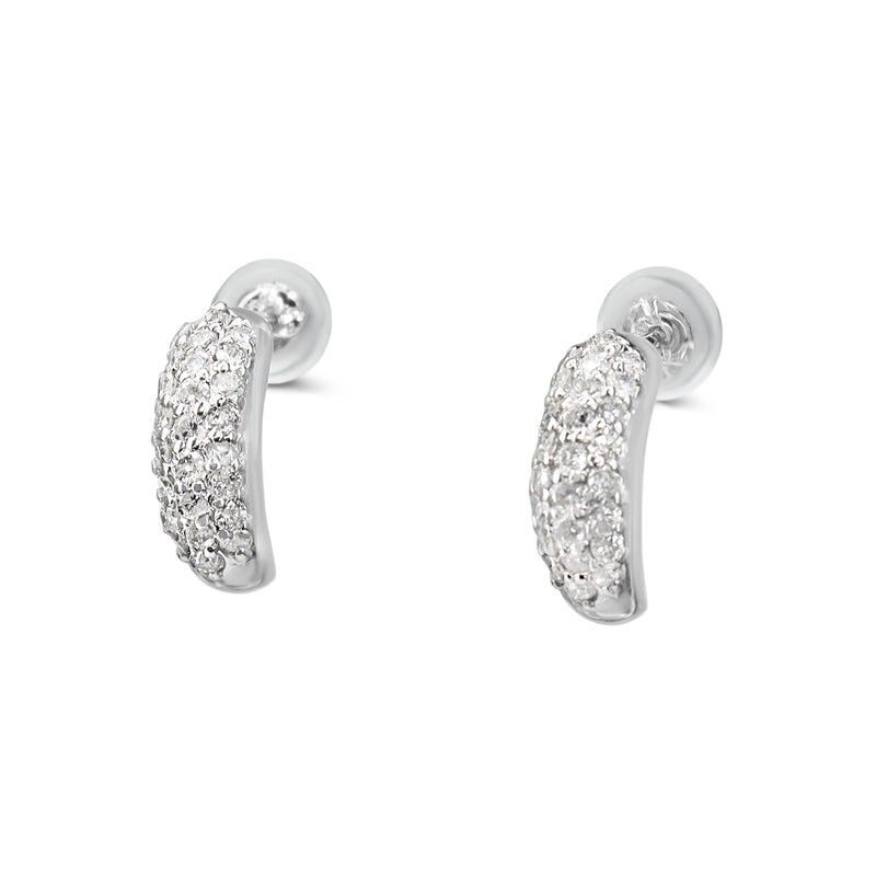 Platinum .50ct Pavé Diamond Half Hoop Earrings
