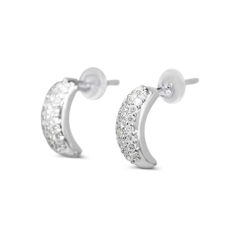 Platinum .50ct Pavé Diamond Half Hoop Earrings
