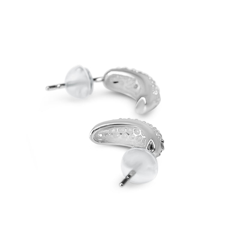 Platinum .50ct Pavé Diamond Half Hoop Earrings