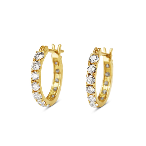 18ct Yellow Gold 1.00ct Diamond Hoop Earrings