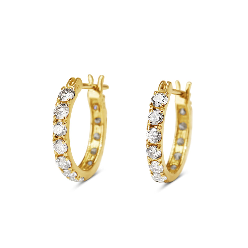 18ct Yellow Gold 1.00ct Diamond Hoop Earrings