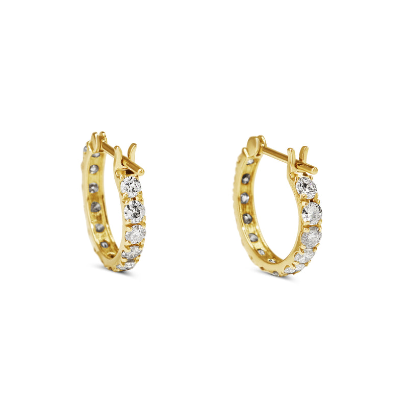 18ct Yellow Gold 1.00ct Diamond Hoop Earrings