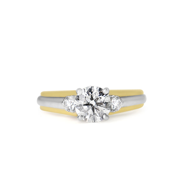 18ct Yellow and White Gold Diamond Solitaire Ring