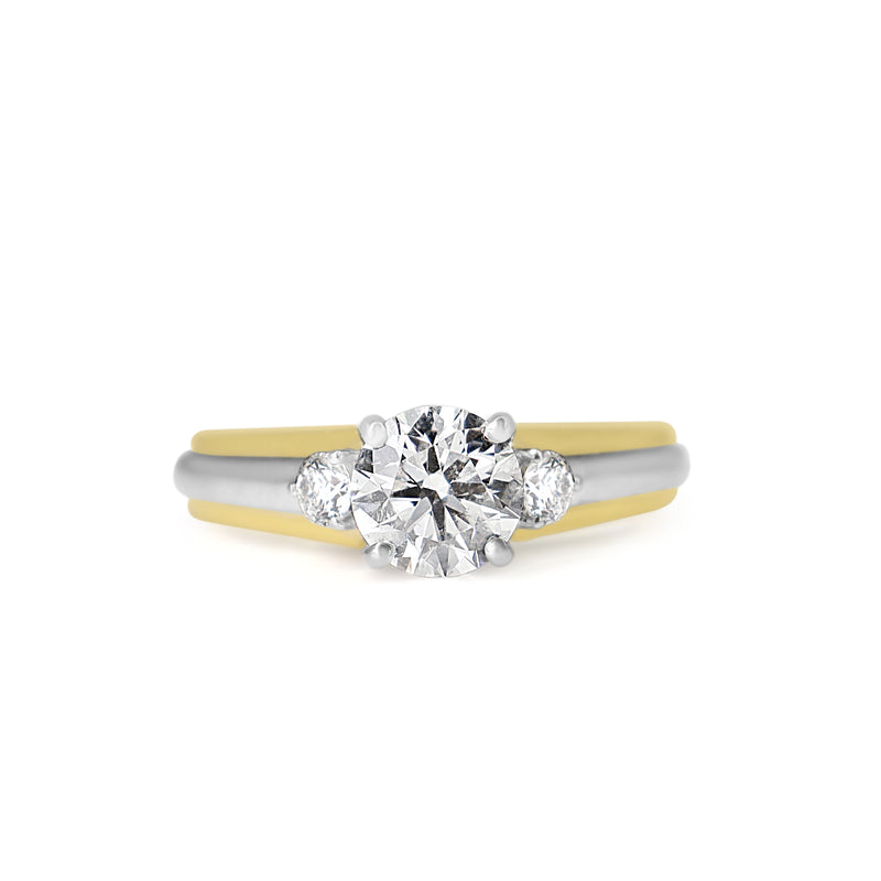 18ct Yellow and White Gold Diamond Solitaire Ring