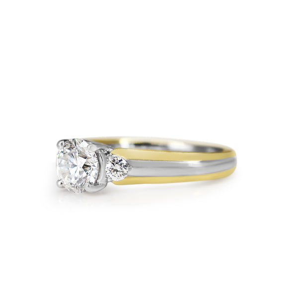 18ct Yellow and White Gold Diamond Solitaire Ring