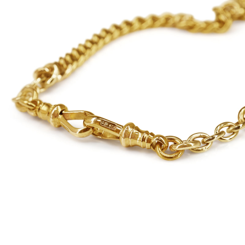15ct Yellow Gold Rare Antique Fob Chain Necklace
