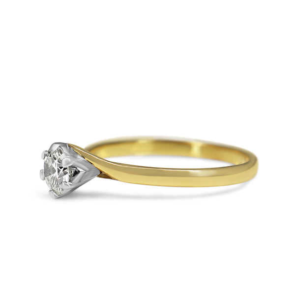 18ct Yellow Gold .30ct Diamond Solitaire Twist Ring