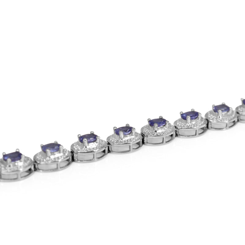 14ct White Gold Iolite and Diamond Bracelet