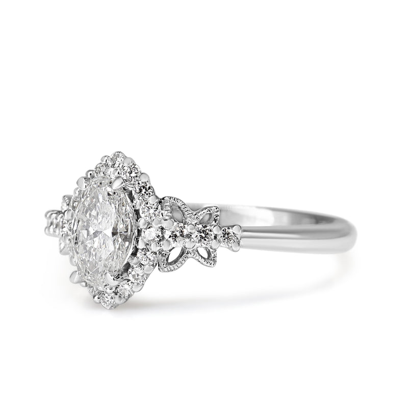 Platinum Diamond Marquise Halo Butterfly Ring