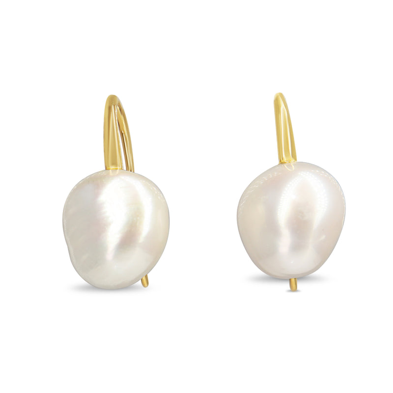 9ct Yellow Gold Fresh Water Baroque Pearl Earrings
