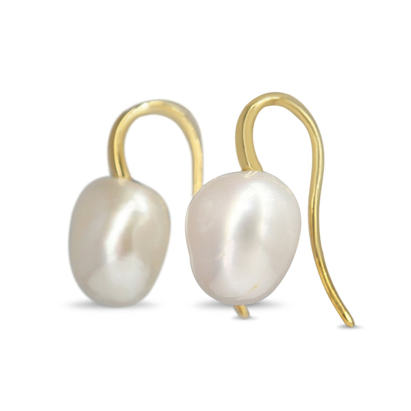 9ct Yellow Gold Fresh Water Baroque Pearl Earrings