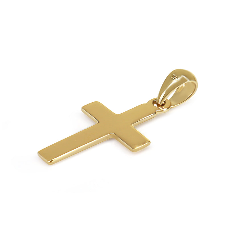 9ct Yellow Gold Etched Cross Pendant