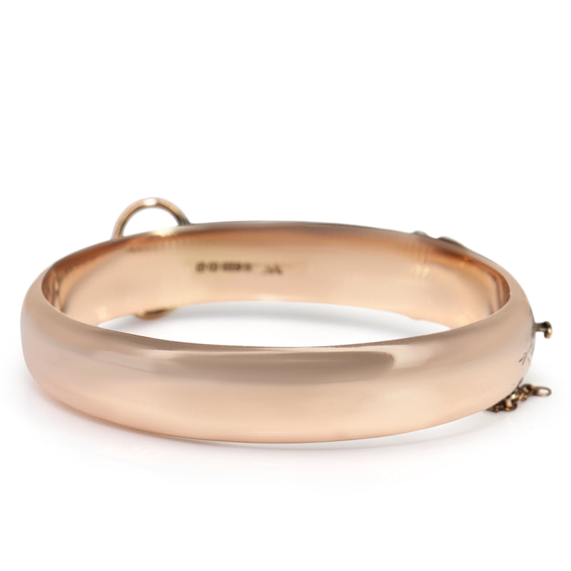 9ct Rose Gold Antique Etched Buckle Style Bangle