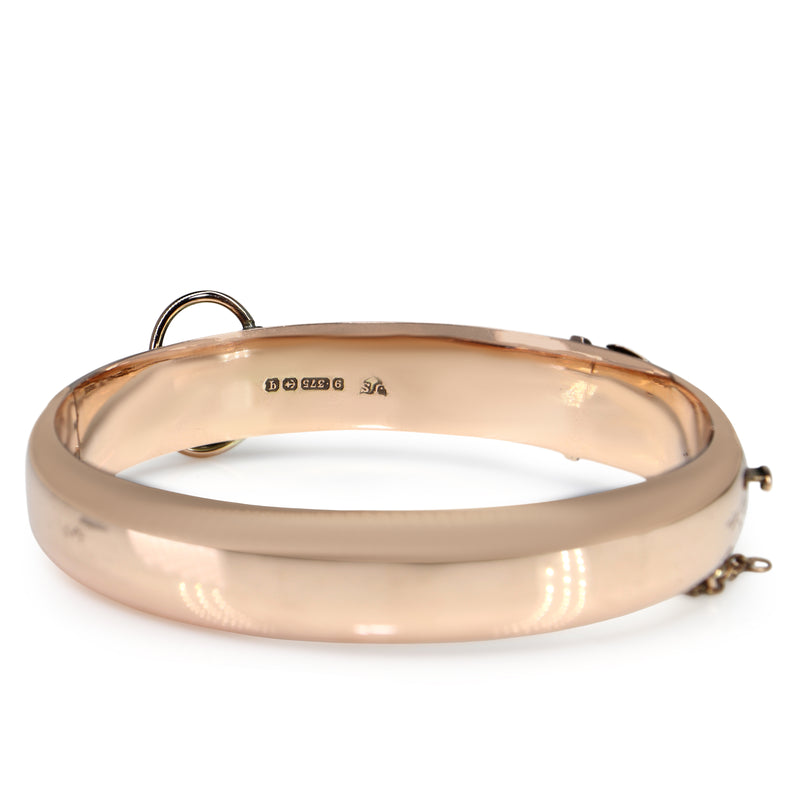 9ct Rose Gold Antique Etched Buckle Style Bangle