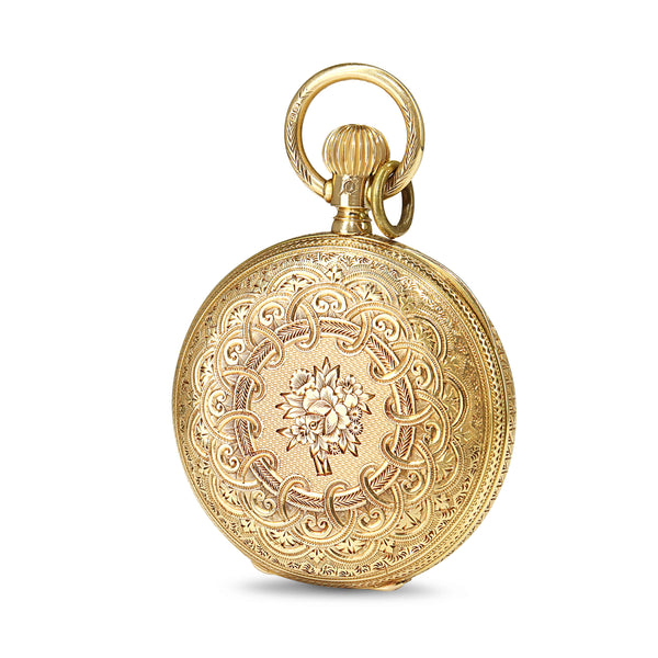 18ct Yellow Gold Engraved Antique Royal Waltham Pocket Watch