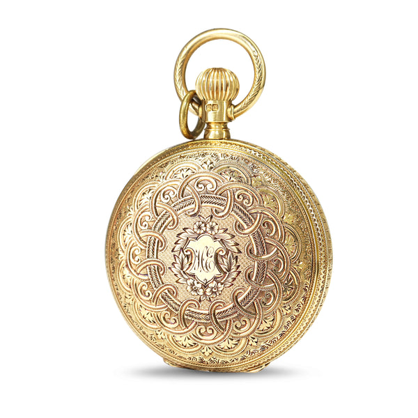 18ct Yellow Gold Engraved Antique Royal Waltham Pocket Watch
