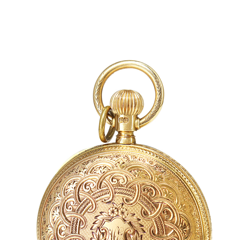 18ct Yellow Gold Engraved Antique Royal Waltham Pocket Watch