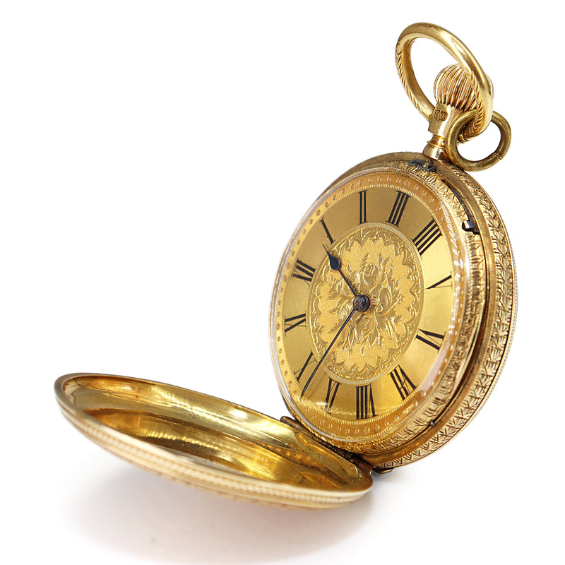 18ct Yellow Gold Engraved Antique Royal Waltham Pocket Watch