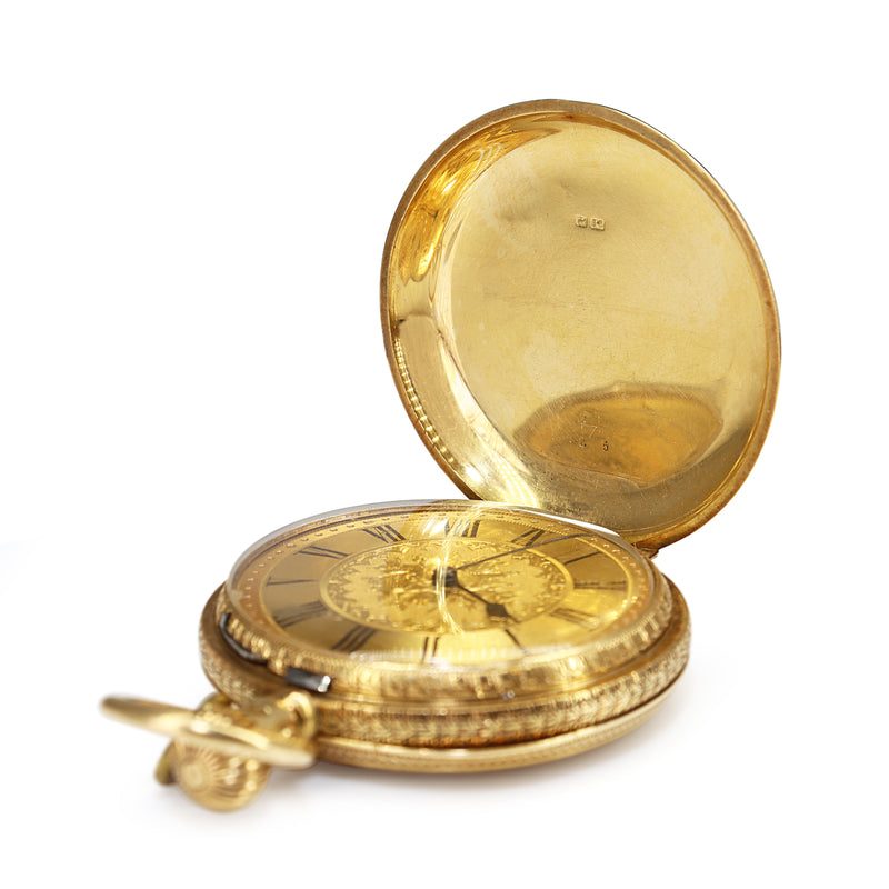 18ct Yellow Gold Engraved Antique Royal Waltham Pocket Watch