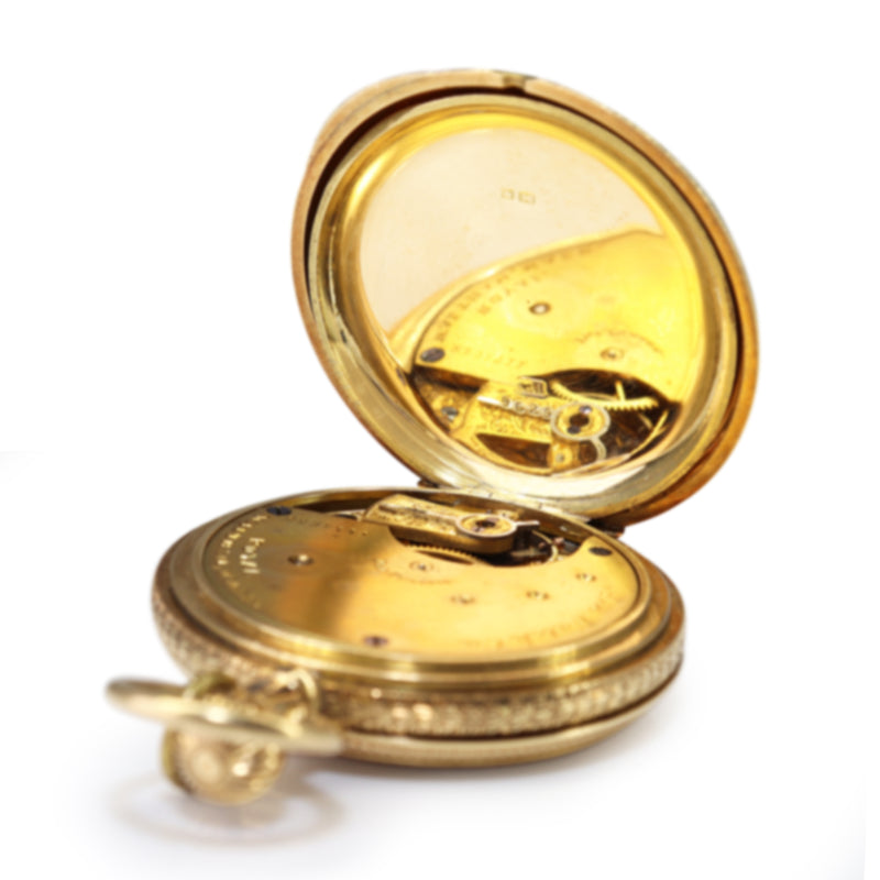 18ct Yellow Gold Engraved Antique Royal Waltham Pocket Watch