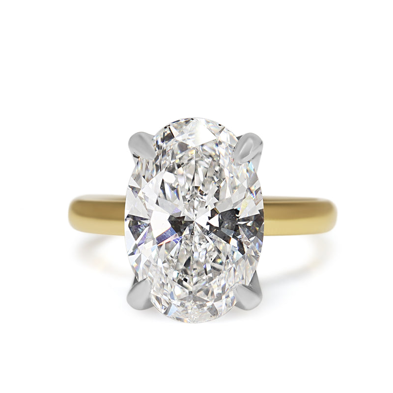 18ct Yellow Gold and Platinum 5.53ct Oval Lab Grown Diamond Solitaire Ring