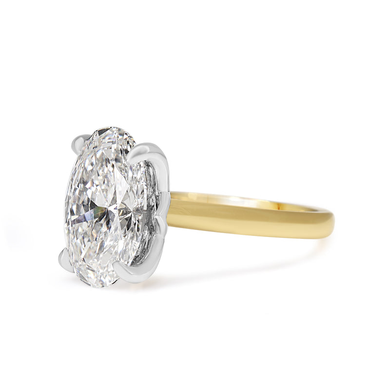 18ct Yellow Gold and Platinum 5.53ct Oval Lab Grown Diamond Solitaire Ring