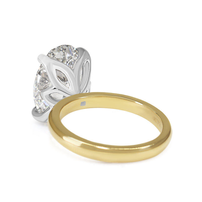 18ct Yellow Gold and Platinum 5.53ct Oval Lab Grown Diamond Solitaire Ring