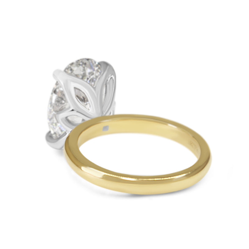 18ct Yellow Gold and Platinum 5.53ct Oval Lab Grown Diamond Solitaire Ring