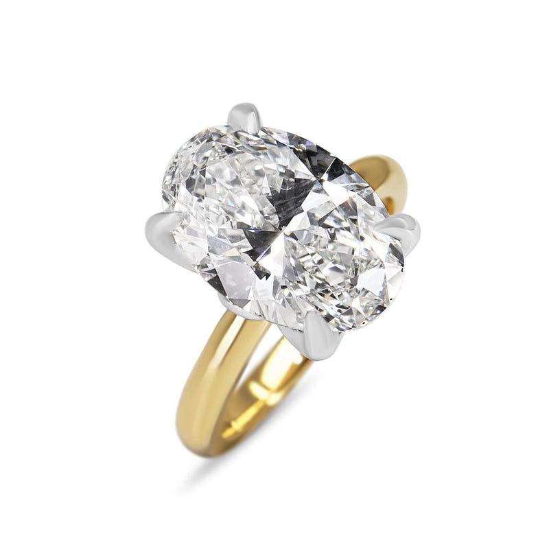 18ct Yellow Gold and Platinum 5.53ct Oval Lab Grown Diamond Solitaire Ring