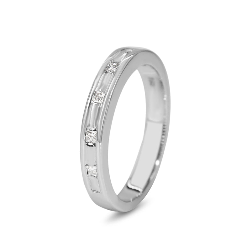 18ct White Gold Princess Cut Diamond Band Ring