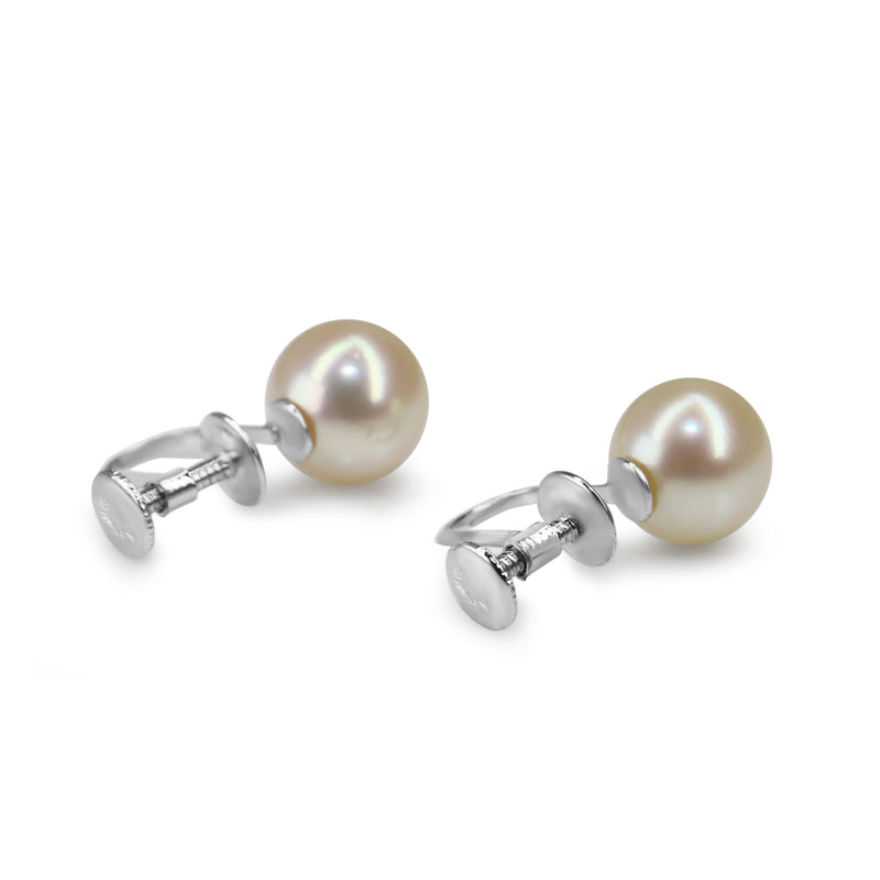 14ct White Gold 8mm Cultured Pearl Screw Back Earrings