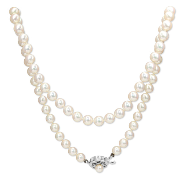 Cultured 6.5mm Pearl Strand on Silver Clasp