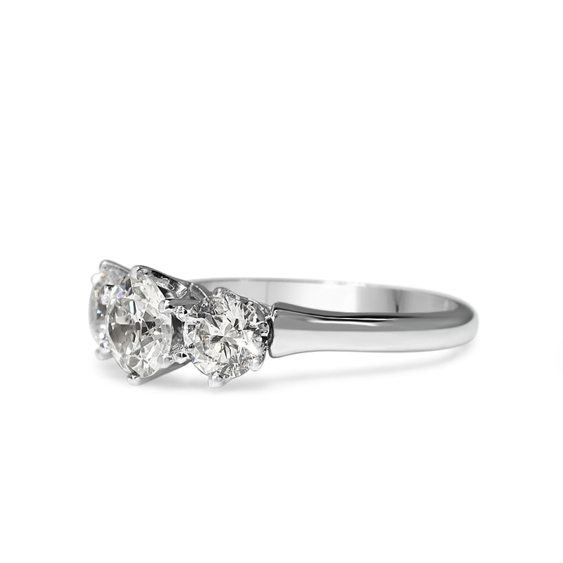 18ct White Gold Victorian Style 3 Stone Diamond Ring