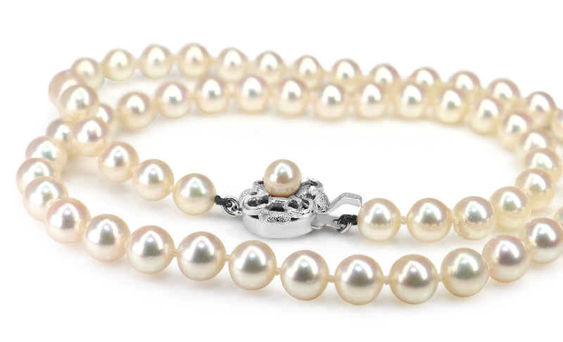 Cultured 6.5mm Pearl Strand on Silver Clasp