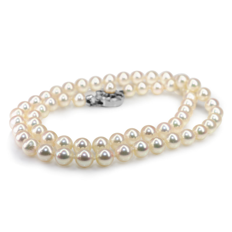 Cultured 6.5mm Pearl Strand on Silver Clasp