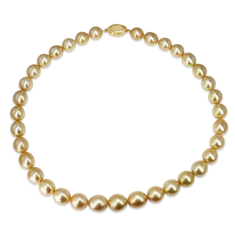 10 - 12.5mm South Sea Golden Pearl Strand on 18ct Yellow Gold Clasp