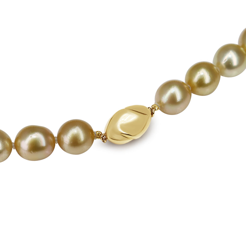 10 - 12.5mm South Sea Golden Pearl Strand on 18ct Yellow Gold Clasp