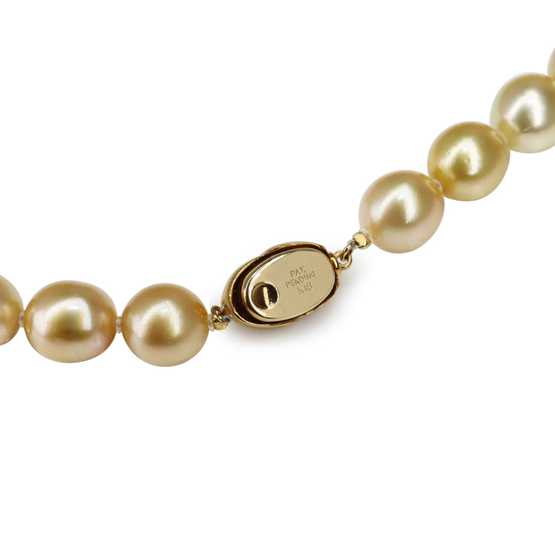 10 - 12.5mm South Sea Golden Pearl Strand on 18ct Yellow Gold Clasp