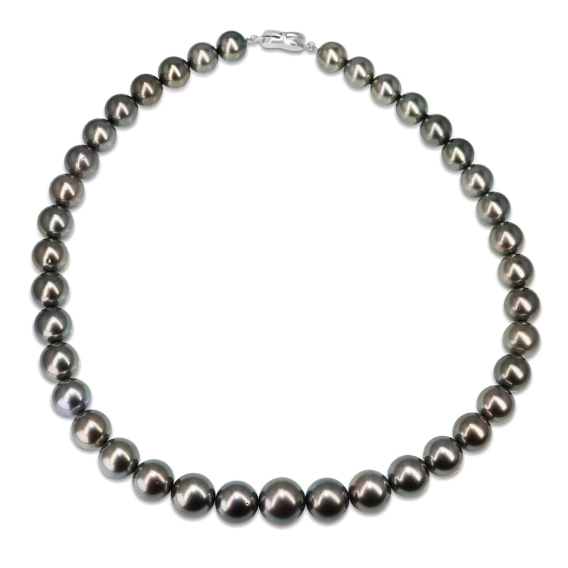 10mm - 12.7mm Tahitian Pearl Strand Necklace on Silver Clasp