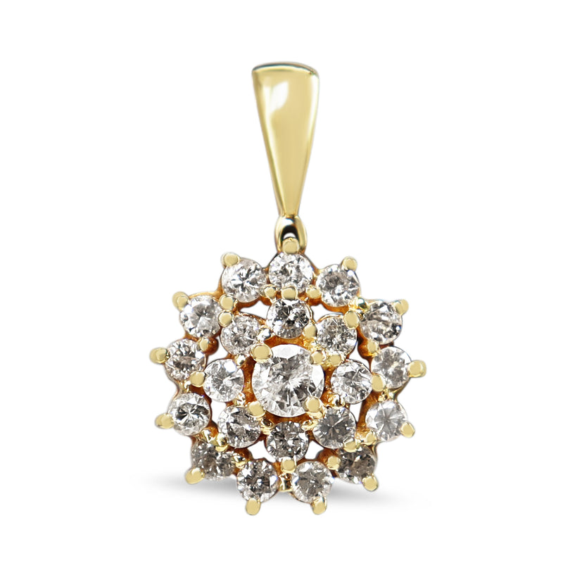 18ct Yellow Gold Diamond Cluster Pendant