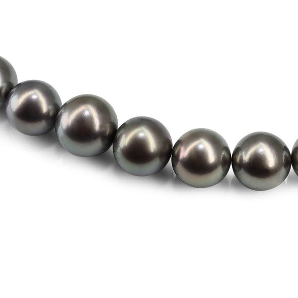10mm - 12.7mm Tahitian Pearl Strand Necklace on Silver Clasp