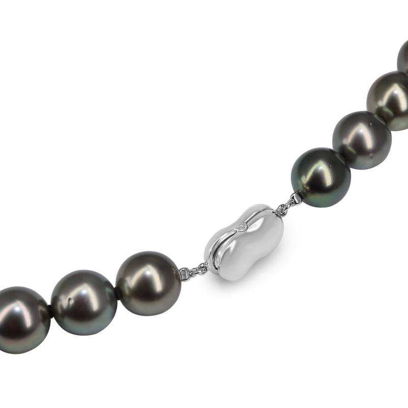 10mm - 12.7mm Tahitian Pearl Strand Necklace on Silver Clasp