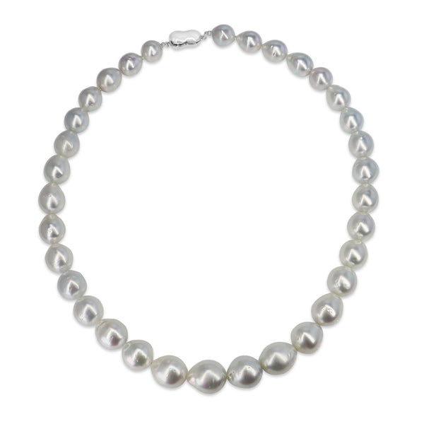 10 - 12.5mm South Sea Pearl Necklace Strand with Silver Clasp