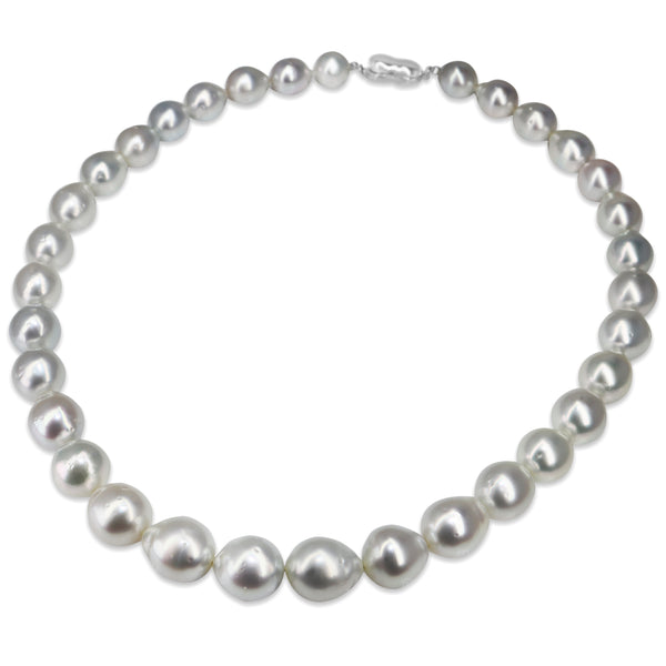 10 - 12.5mm South Sea Pearl Necklace Strand with Silver Clasp