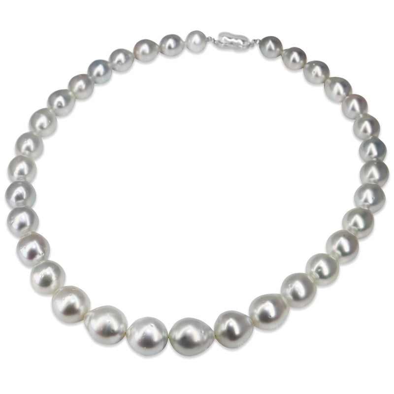 10 - 12.5mm South Sea Pearl Necklace Strand with Silver Clasp