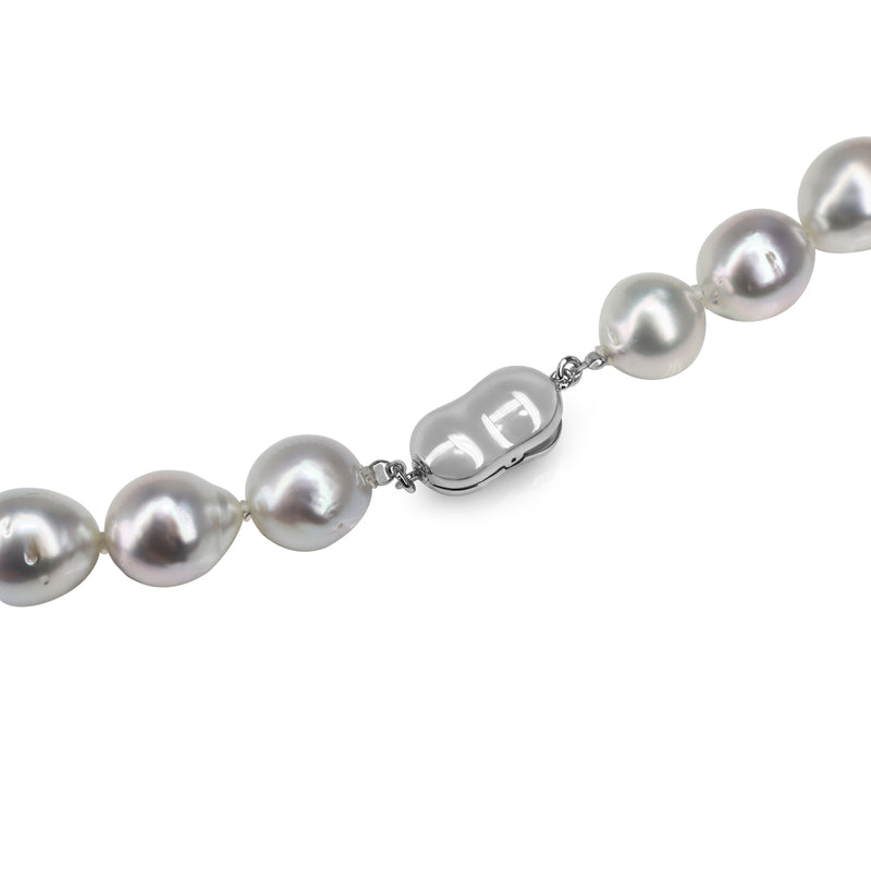 10 - 12.5mm South Sea Pearl Necklace Strand with Silver Clasp