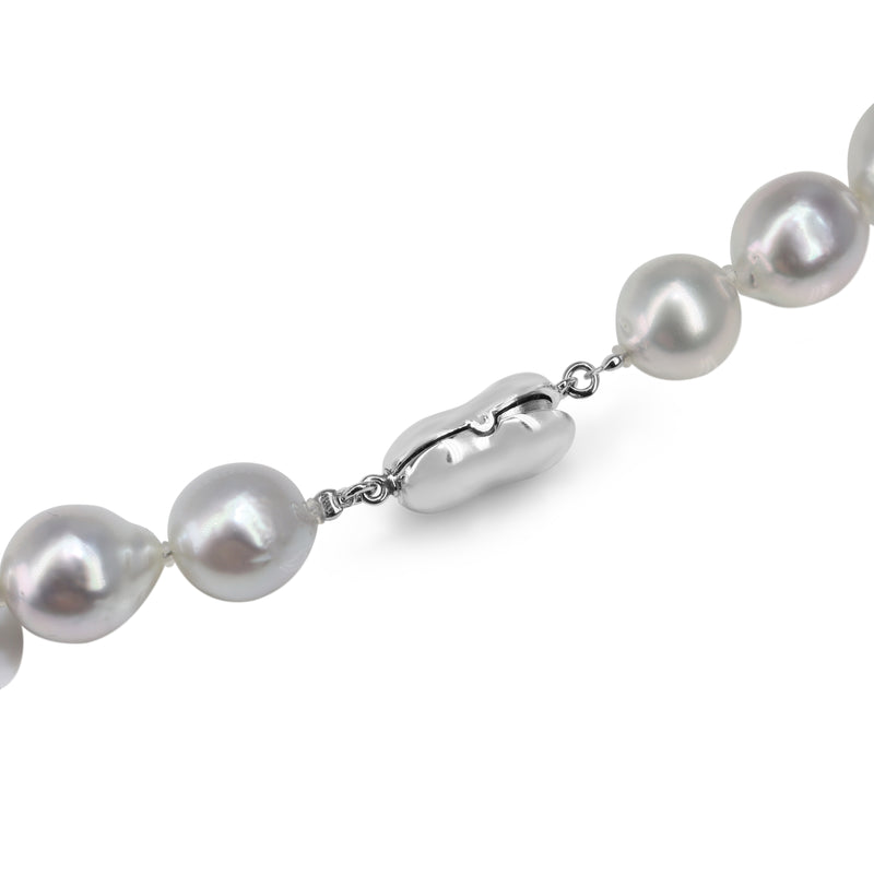 10 - 12.5mm South Sea Pearl Necklace Strand with Silver Clasp