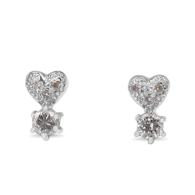 Platinum Heart Drop Diamond Stud Earrings - Reserved for MW Layby